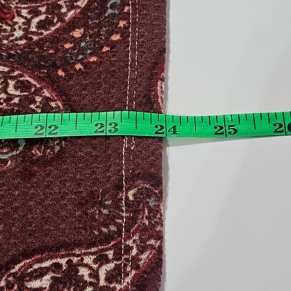 Vintage America Waffle Knit Top Style Lara Size S LS Paisley Boho Peasant - Picture 8 of 8